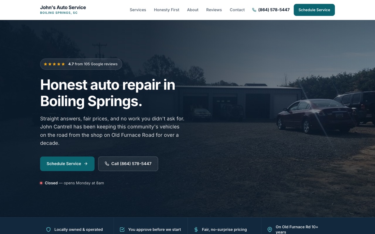 Auto repair shop website we designed and built
